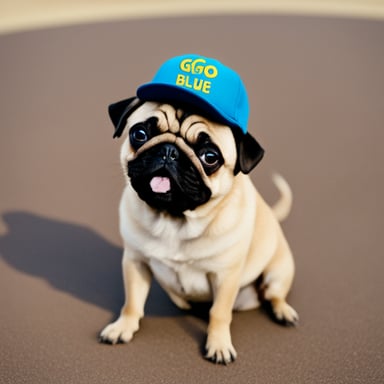 Go Blue Gopher as a pug dog with LIVI PPLS written on her hat.