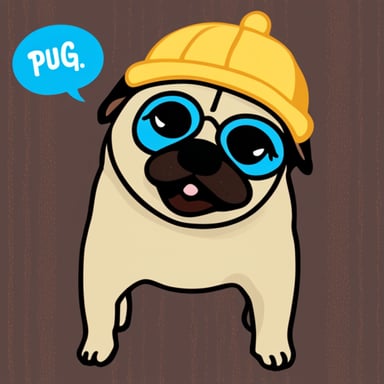 Go Blue Gopher as a pug dog with LIVI PPLS written on her hat.
