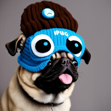 Go Blue Gopher as a pug dog with LIVI PPLS written on her hat.