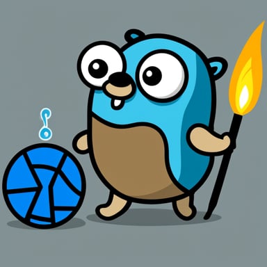 Go Blue Gopher with a trisquel in 2D.