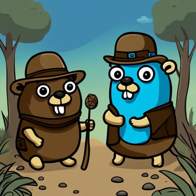 Go Blue Gopher cartoon holding a mate