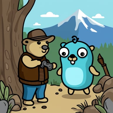 Go Blue Gopher cartoon holding a mate