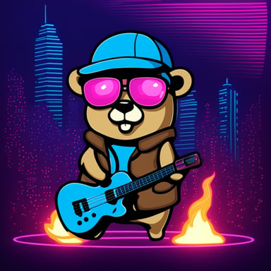 Go Blue Gopher in synthwave style