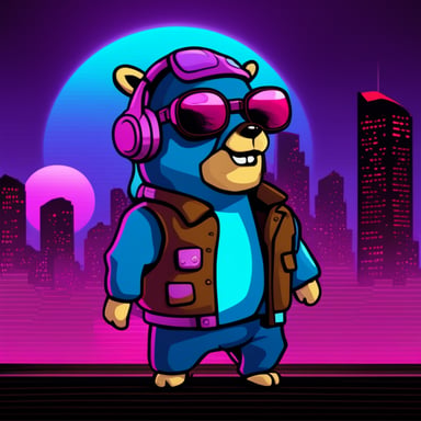 Go Blue Gopher in synthwave style