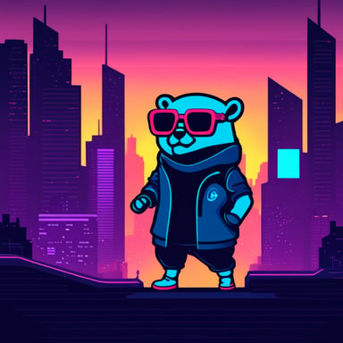 Go blue gopher in cyberpunk synthwave