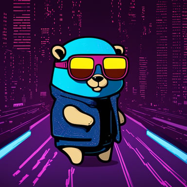 Go blue gopher in cyberpunk synthwave