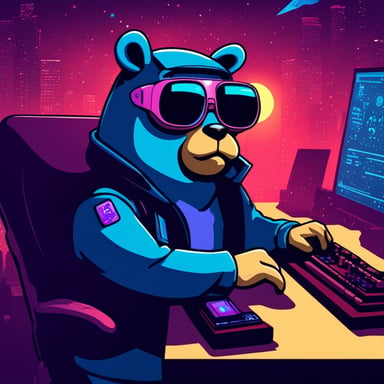 Go blue gopher in cyberpunk synthwave