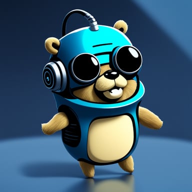 Futuristic Go Blue Gopher as a cyborg.