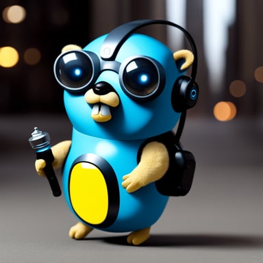 Futuristic Go Blue Gopher as a cyborg.