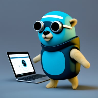Futuristic Go Blue Gopher as a cyborg.