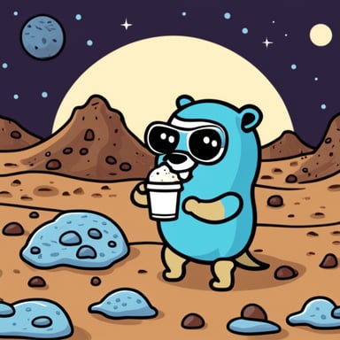 Go Blue Gopher eating ice cream on Mars.