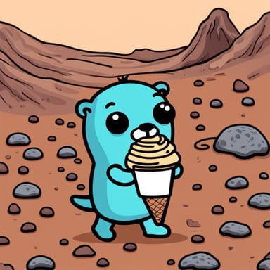 Go Blue Gopher eating ice cream on Mars.