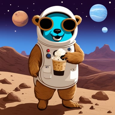 Go Blue Gopher eating ice cream on Mars.