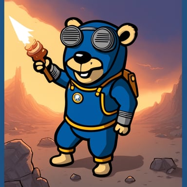Go Blue Gopher wearing a Fallout game suit.
