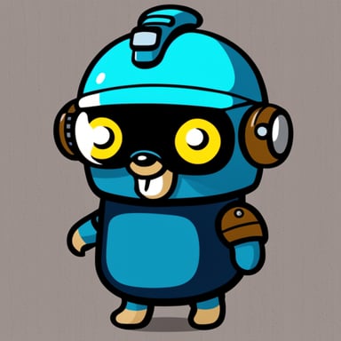 Go Blue Gopher is wearing a RoboCop helmet, which covers only the top part of its head, adorned with lots of colorful LEDs.
