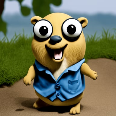 Go Blue Gopher, depicted as a real-life gopher with human-like, photorealistic features.