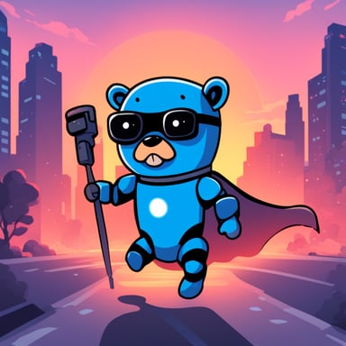 Superhero Go Blue Gopher Robot
