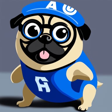 Go Blue Gopher as a pug dog.