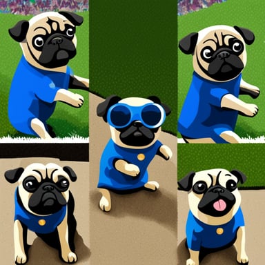 Go Blue Gopher as a pug dog.