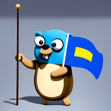 A go blue gopher holding a flag from Sweden.