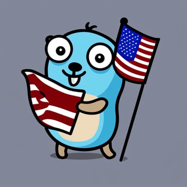 Go Blue Gopher with a USA flag
