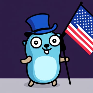 Go Blue Gopher with a USA flag