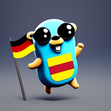 Happy go blue gopher with the German flag.