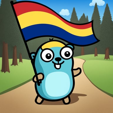 Happy go blue gopher with the German flag.