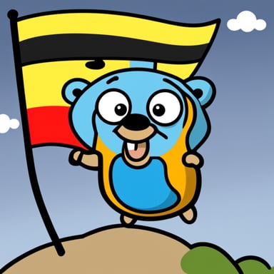 Happy go blue gopher with the German flag.