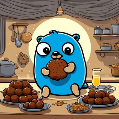 Happy to see Go Blue Gopher eating meatballs.