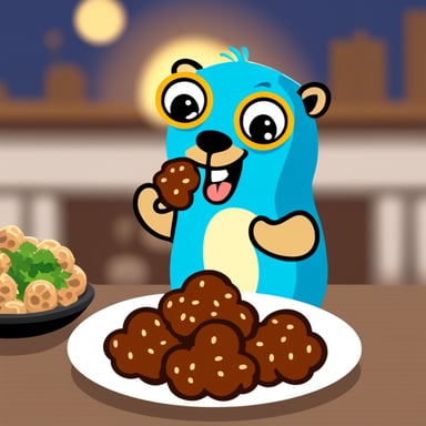 Happy to see Go Blue Gopher eating meatballs.