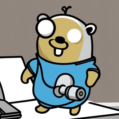 Go Blue Gopher as a cyborg.