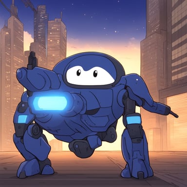 Anime mecha featuring Go Blue Gopher.