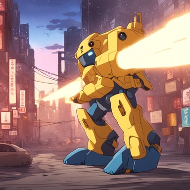 Anime mecha featuring Go Blue Gopher.