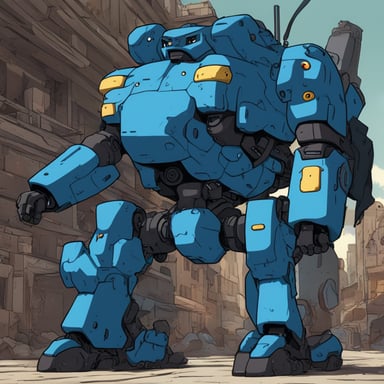 Anime mecha featuring Go Blue Gopher.
