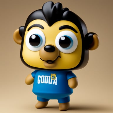 Create a character with the Brazilian football team shirt, black hair, and reminiscent of a Funko: meet Go Blue Gopher.