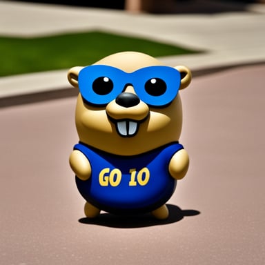 Go Blue Gopher, sporting a shirt with Yalun emblazoned on it, captures attention everywhere it goes.