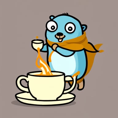 Go Blue Gopher pouring tea