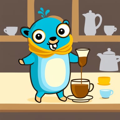 Go Blue Gopher pouring tea
