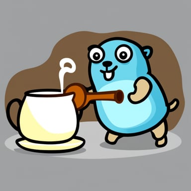 Go Blue Gopher pouring tea