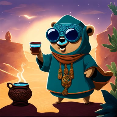 Go Blue Gopher drinking Moroccan mint tea.