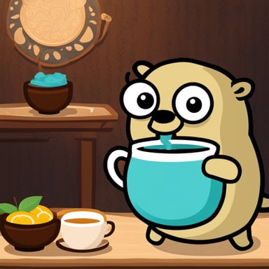 Go Blue Gopher drinking Moroccan mint tea.
