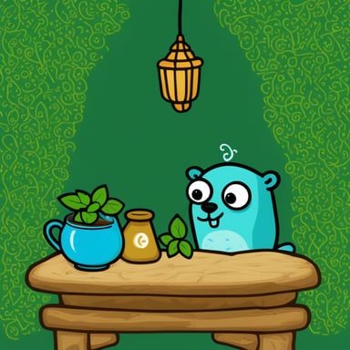 Go Blue Gopher drinking Moroccan mint tea.