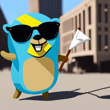 Go Blue Gopher holding Ukrainian flag
