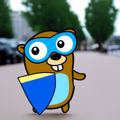 Go Blue Gopher holding Ukrainian flag.