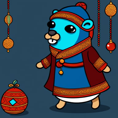 Go Blue Gopher with traditional Turkish clothing.
