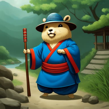 Go Blue Gopher as a realistic gopher with a samurai outfit in Japan's Edo period.