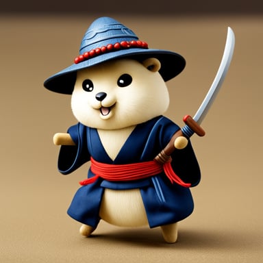 Go Blue Gopher as a realistic gopher with a samurai outfit in Japan's Edo period.