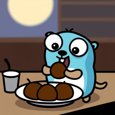 Go Blue Gopher eating Swedish meatballs.