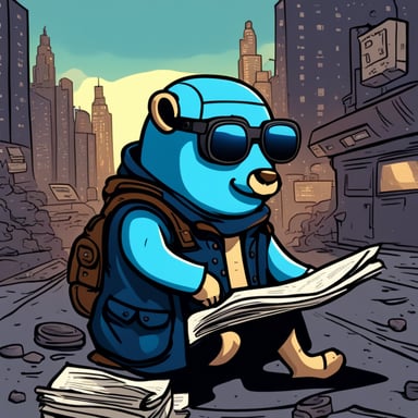 Go Blue Gopher read a newspaper and looked for a job at home, imagining it in a cyberpunk style.
